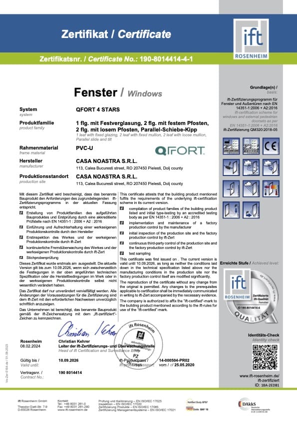 IFT certificato 4 stars PVC