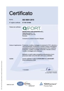 Certificazione di qualità ISO 9001 Casa Noastra