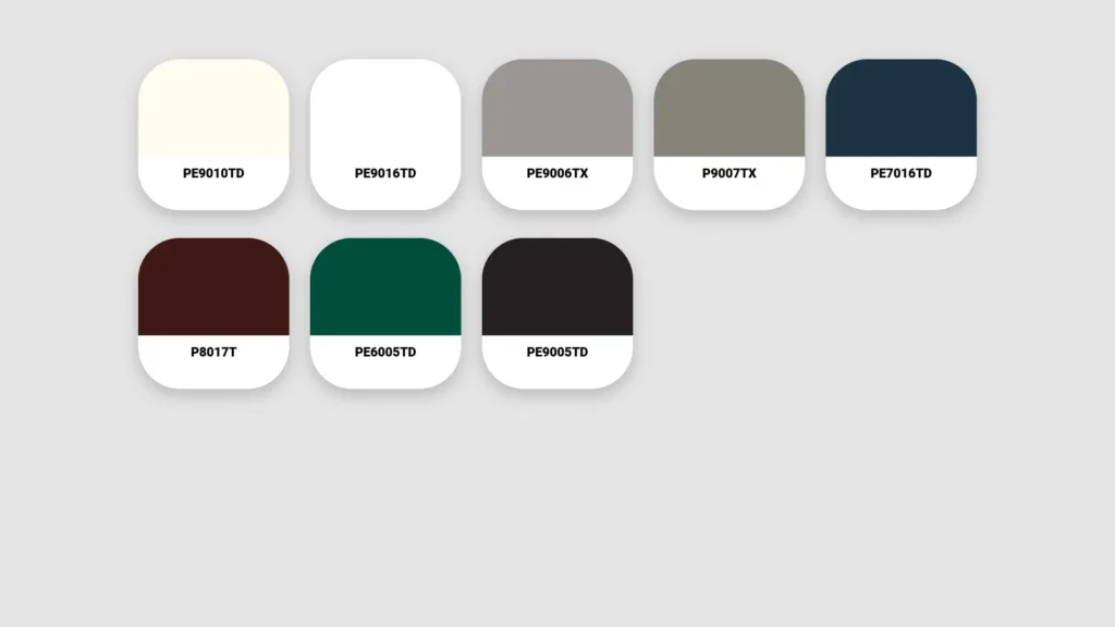 Gamma colori PANORAMA - Gruppo 1 - colori standard