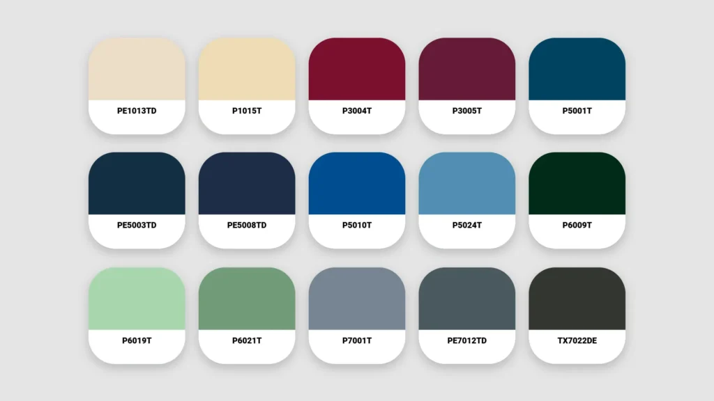 Gamma colori PANORAMA - Gruppo 2 - colori su richiesta
