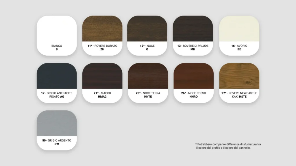 Gamma colori porte PVC - CLASSICHE