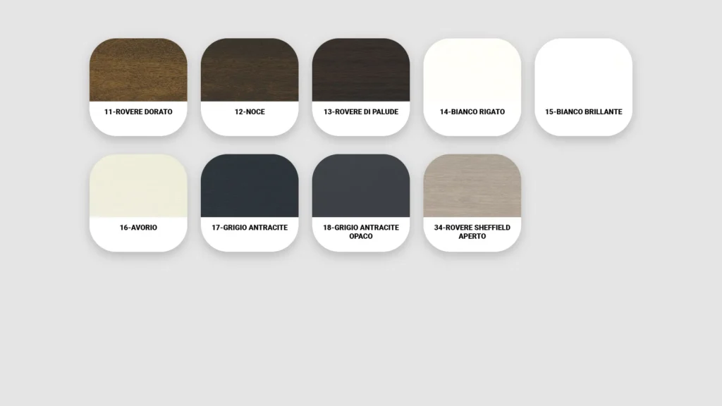 Gamma colori scorrevoli in PVC - Gruppo 1