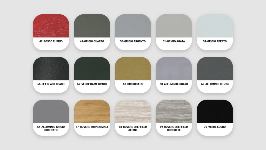 Gamma colori scorrevoli in PVC - Gruppo 2