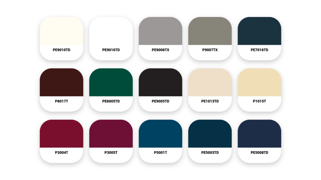 Gamma colori Alu-Clips per scorrevoli